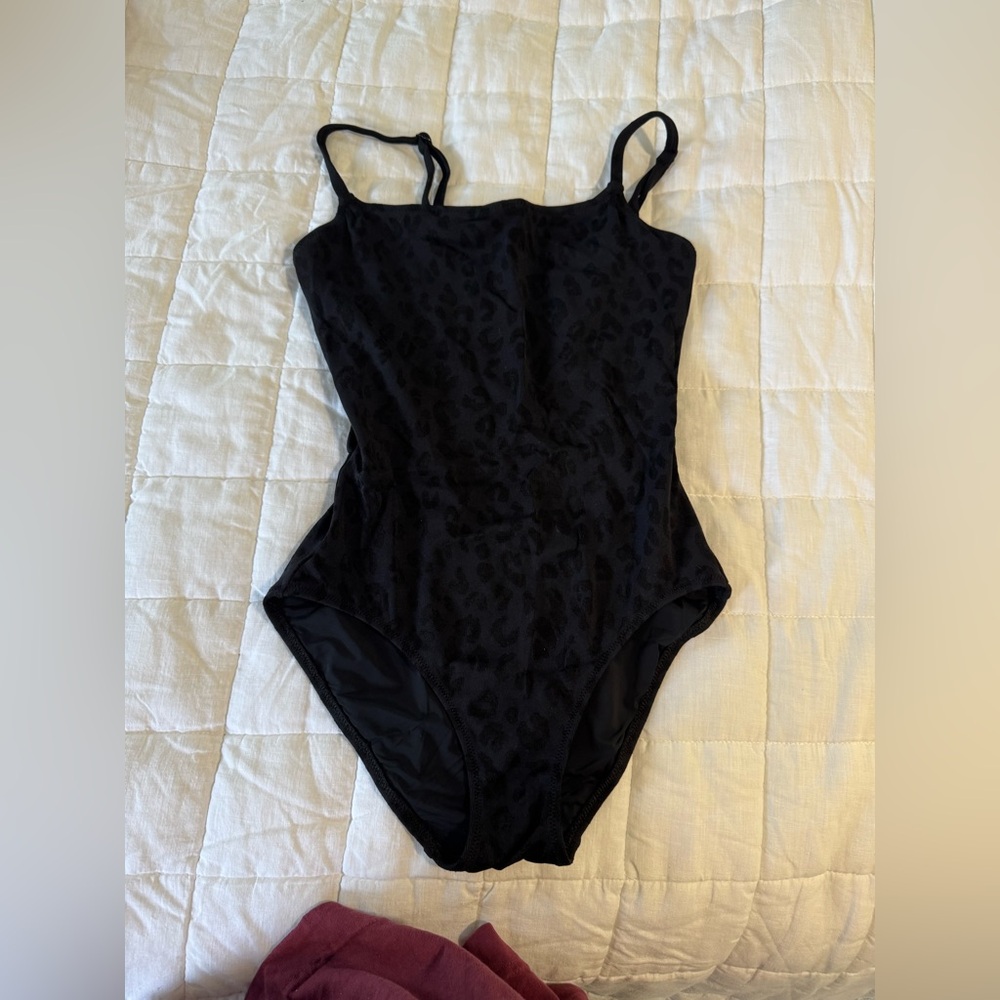 Solid & Striped Black Leopard Print One Piece
